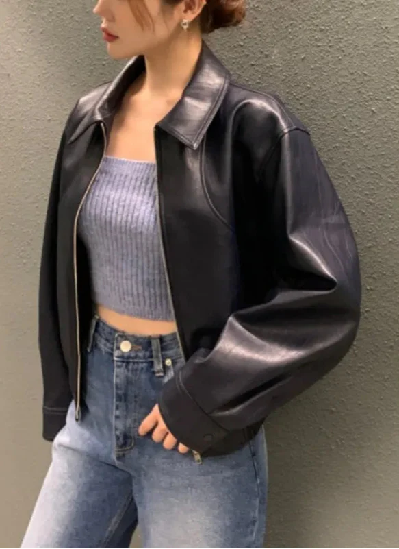 Women Vintage Retro Hip Hop Leather Jacket - Luxuryurbanwear