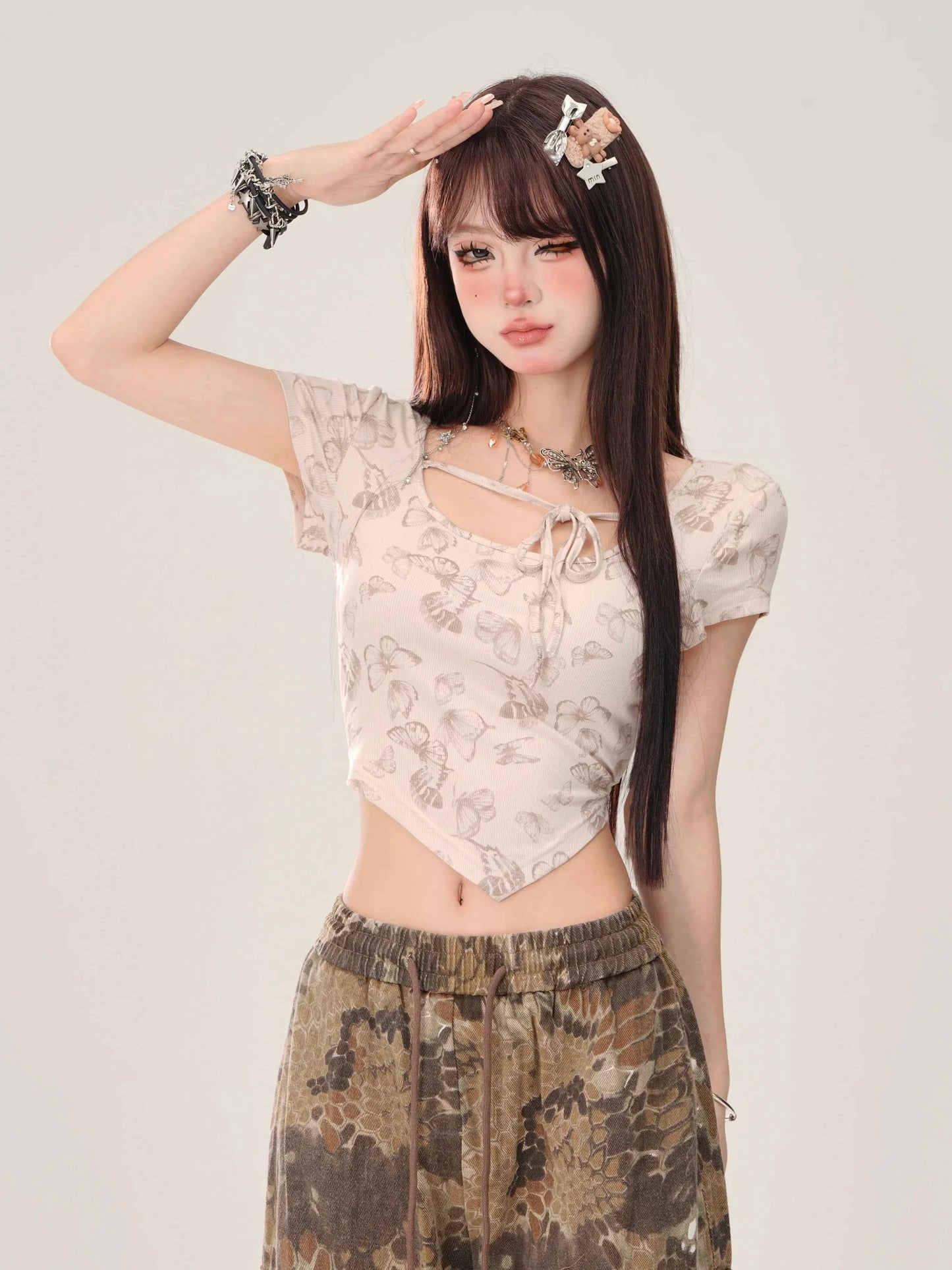 Stylish Snake Patterned Wide Leg Pants