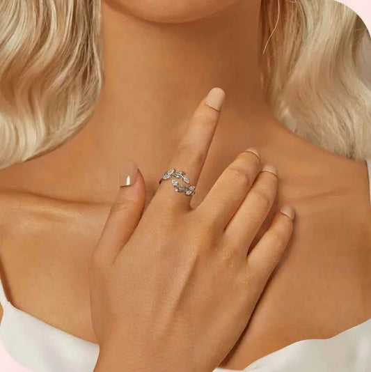 Simple Leaf Adjustable Lucky Statement Ring