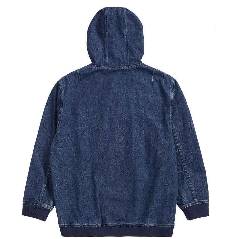 Streetwear Casual Loose Half Zipper Denim Hoodie