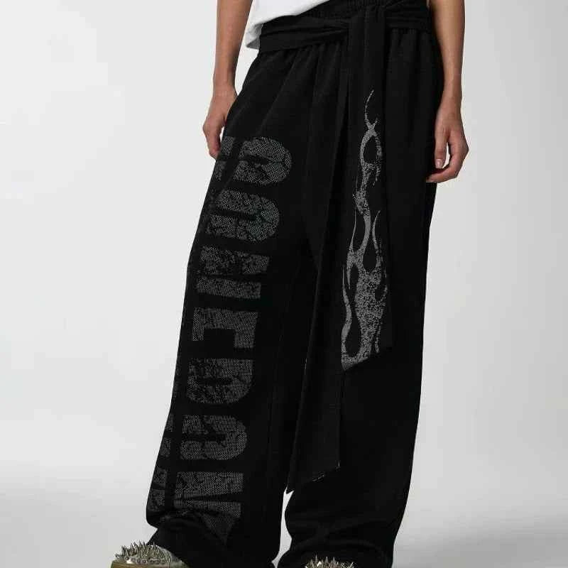 Flame Streamer Loose Cool Sweatpants