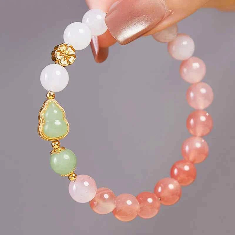 Lucky Cinnabar Red Jade Beaded Bracelet