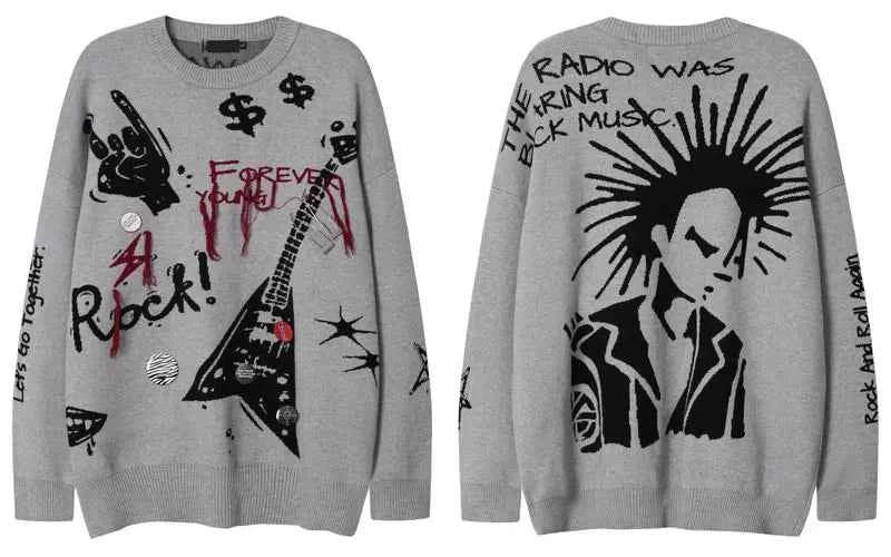 Premium Gothic Cartoon Knitted Fringe Sweater