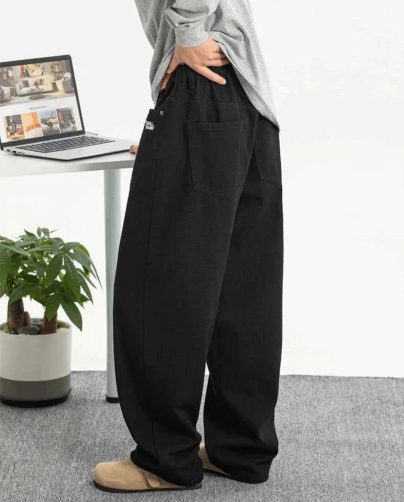 Trendy American Style Solid Color Wide Leg Jeans