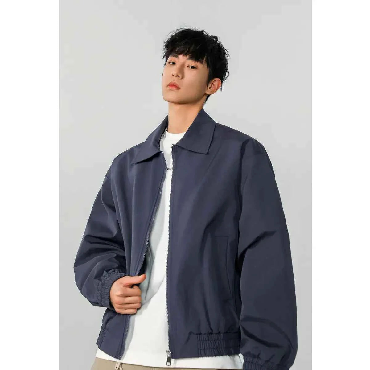 Classic Solid Color Casual Zip-Up Jacket