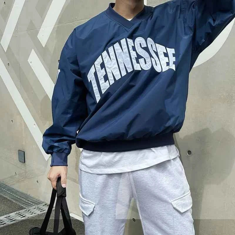 Sports Loose V-Neck Long-Sleeved T-Shirt
