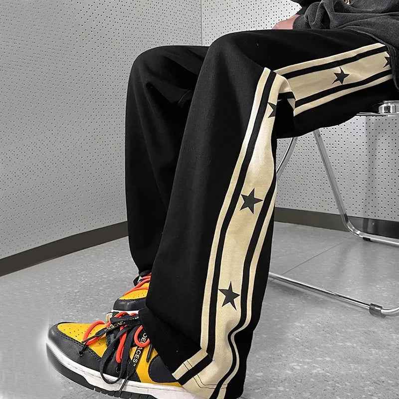 Streetwear Vintage High Waist Black Star Sweatpants
