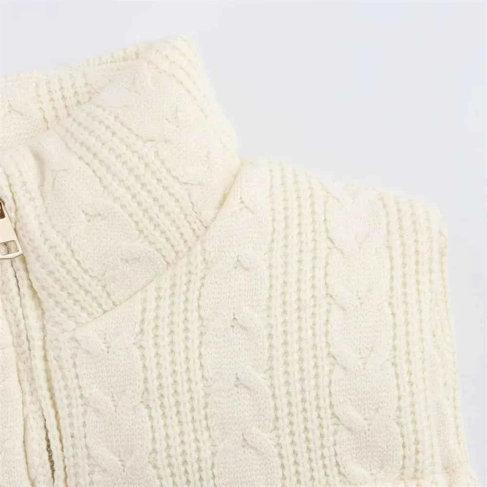 Y2K High-Quality Zipper Puffer Knitted Vest