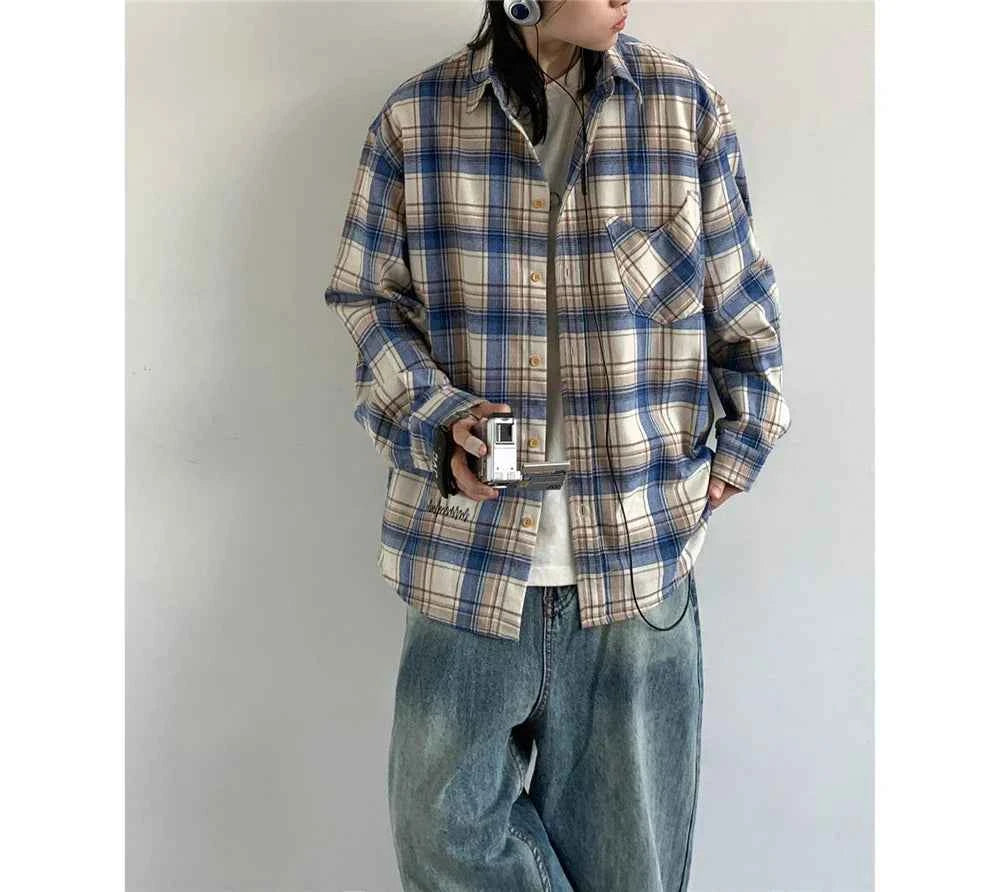 Plaid Oversized Vintage Long Sleeve Shirt