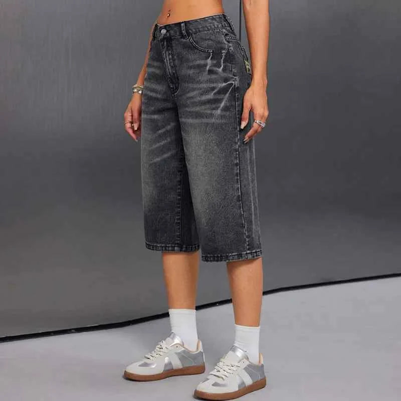 Vintage Washed Hip Hop Denim Short