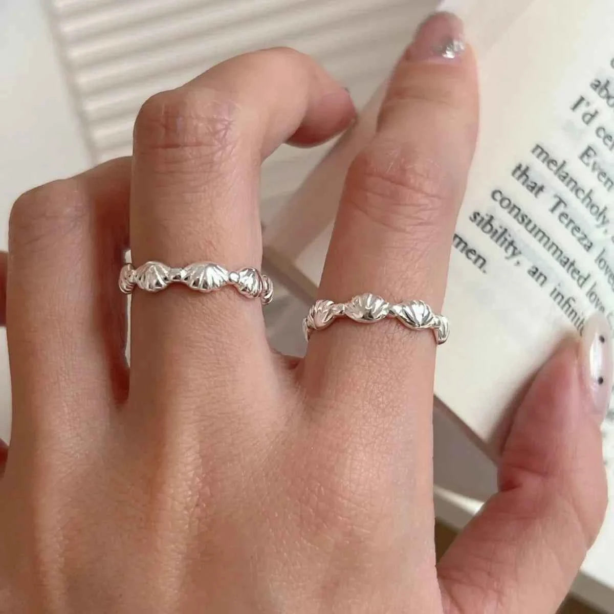 Sterling Silver Shell Irregular Design Ring