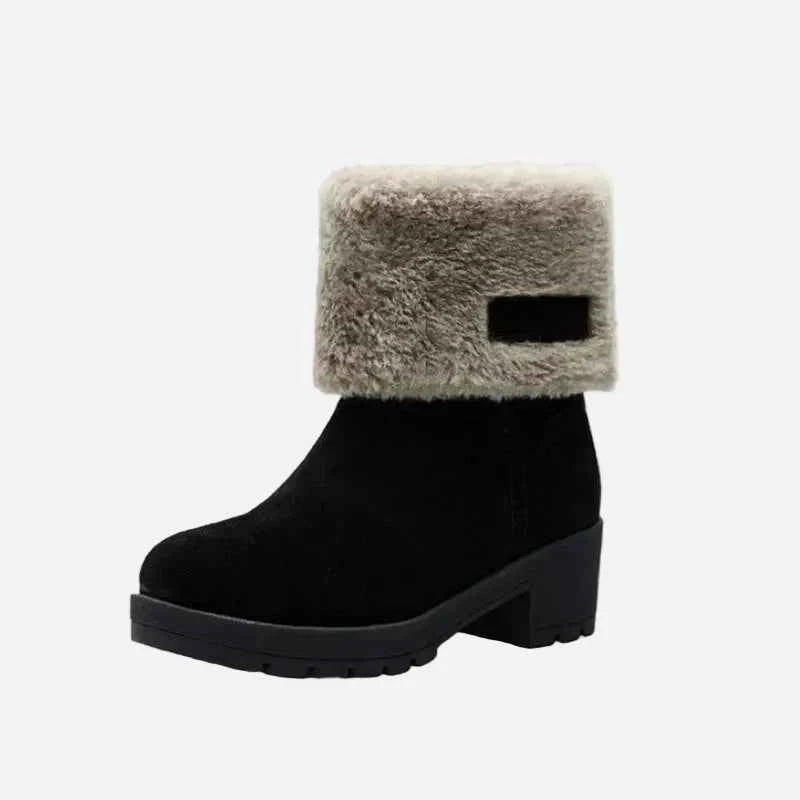 Warm Plush Winter Square Heel Fur Boots