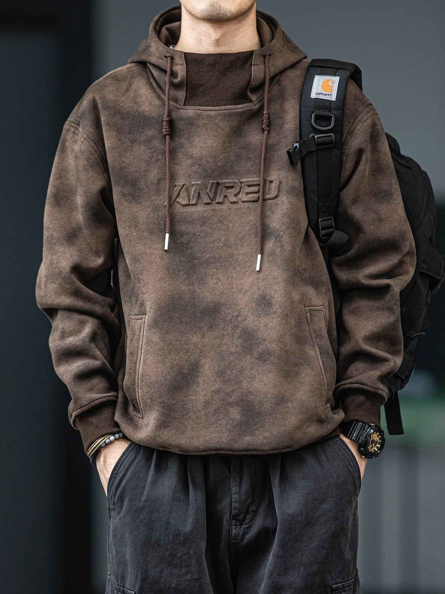 Oversized Heavyweight Letter Print Hoodie
