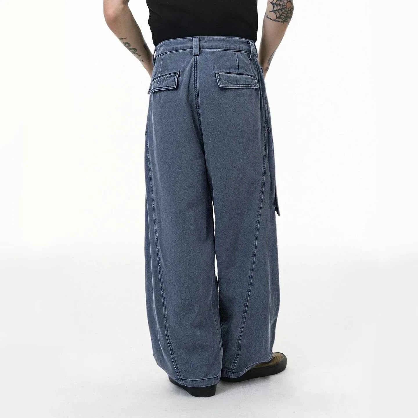 Streetwear Wrinkle Design Cargo Wide Leg Pants