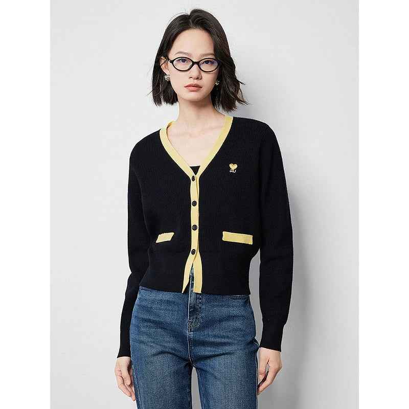 V-Neck Slim Waist Knitted Cardigan