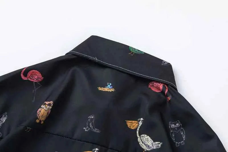 High-Quality Tropical Birds Graphic Short Sleeve Shirt