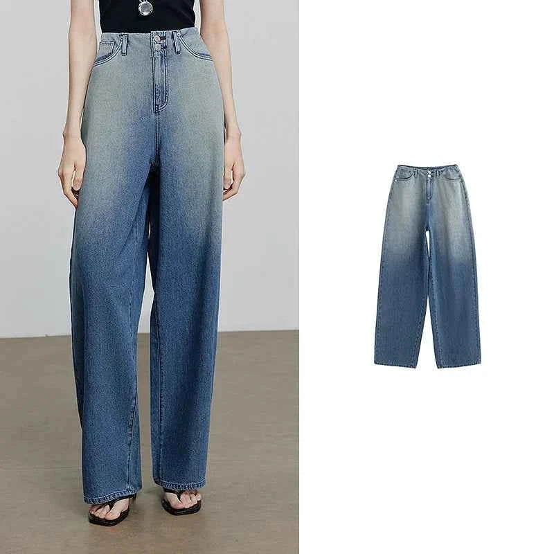 Chic Blue Summer Wide Leg Denim Jeans