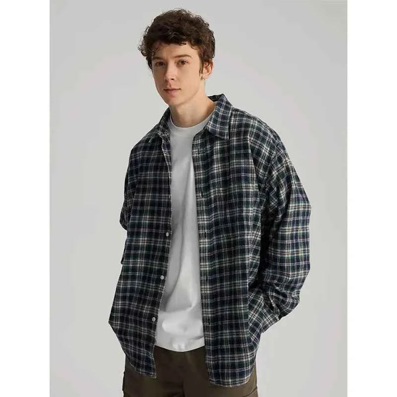 Vintage Plaid Oversize Long Sleeve Shirt
