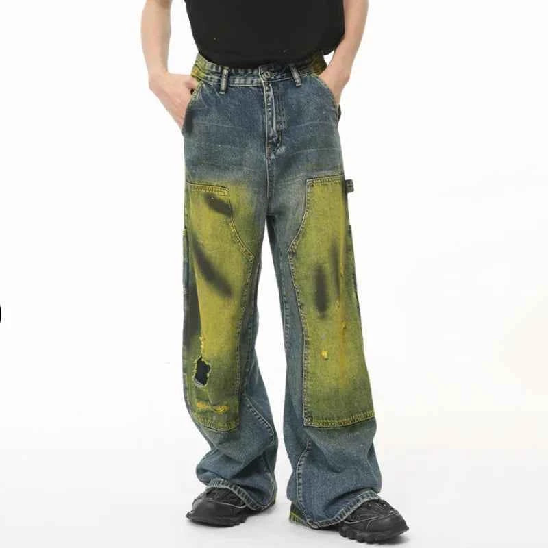 Retro Laidback Bottoms Vintage Tie Dye Baggy Jeans