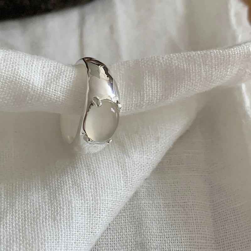 Women Chalcedony Geometry Sterling Silver Ring