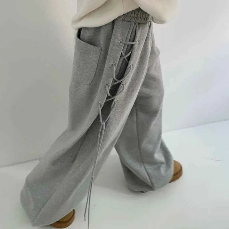 Lace-Up Eyelet Drawstring Sweatpants