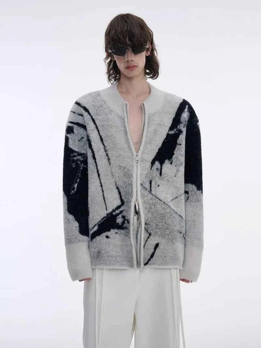 Elegant Relaxed Fit Contrast Color Knitted Sweater - Luxury Minimalist Colorblock Knit