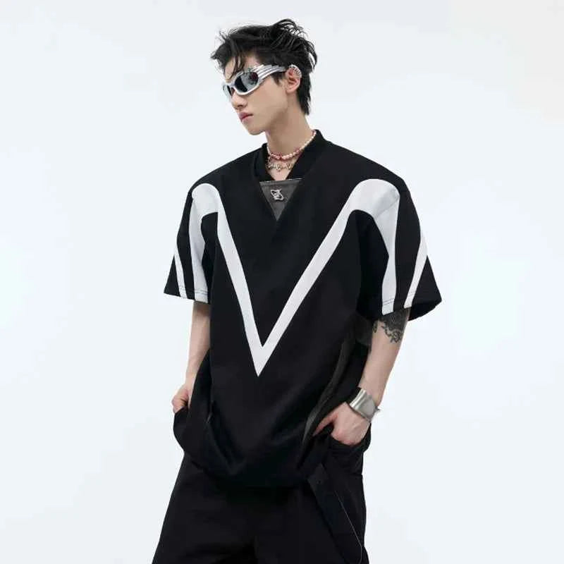 Color Contrast Design Short Sleeve T-Shirt
