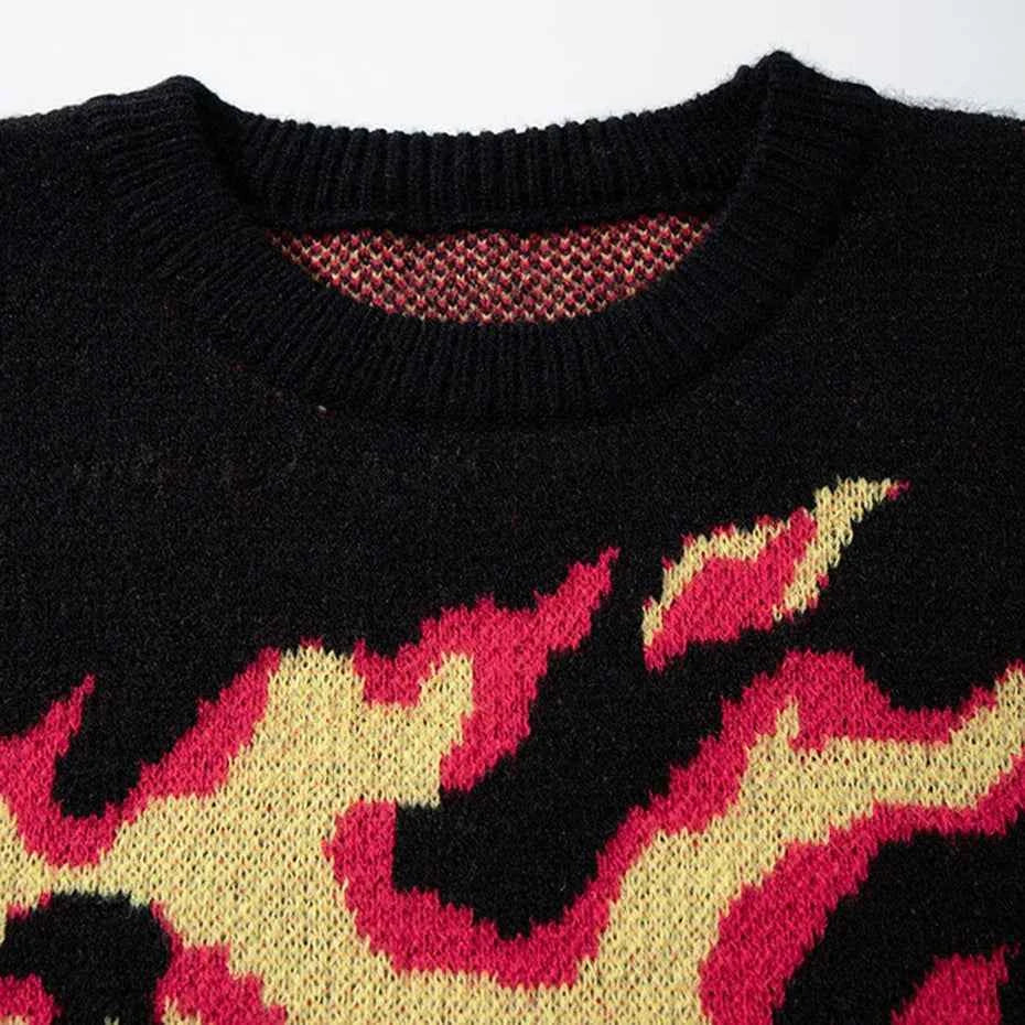 Trendy Skulls Graphic Oversized Knit Sweater