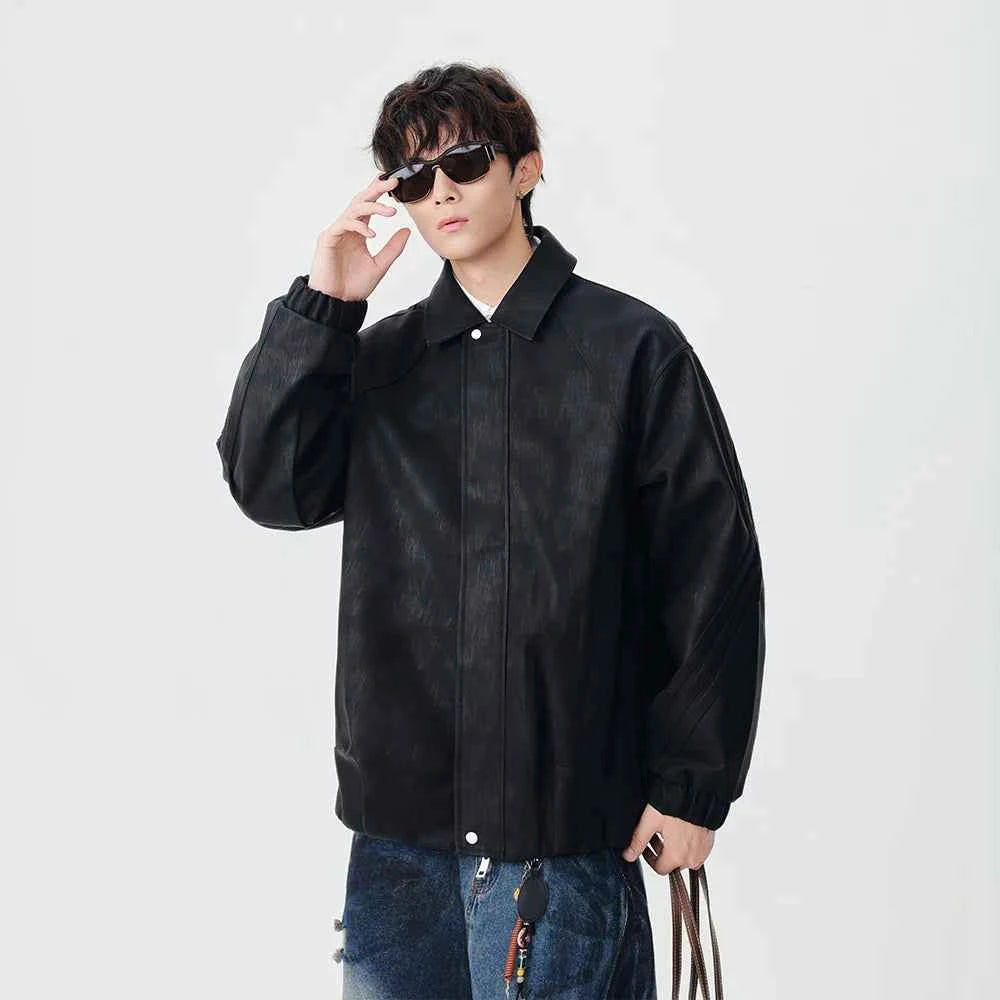 Y2K Trendy Loose Fit Faux Leather Jacket