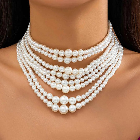 Elegant Imitation Pearl Beads Chain Necklace