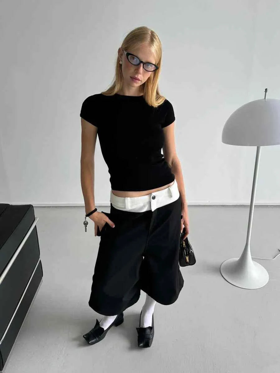 Signature Black Color Block Cargo Jorts