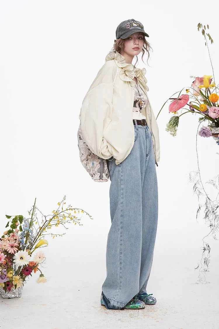 Sweet Ruffles Collar Casual Loose Jacket