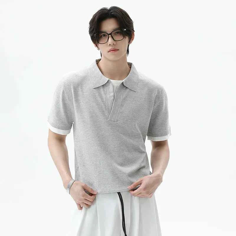 Cleanfit Lapel Contrast Color Casual Polo T-Shirt
