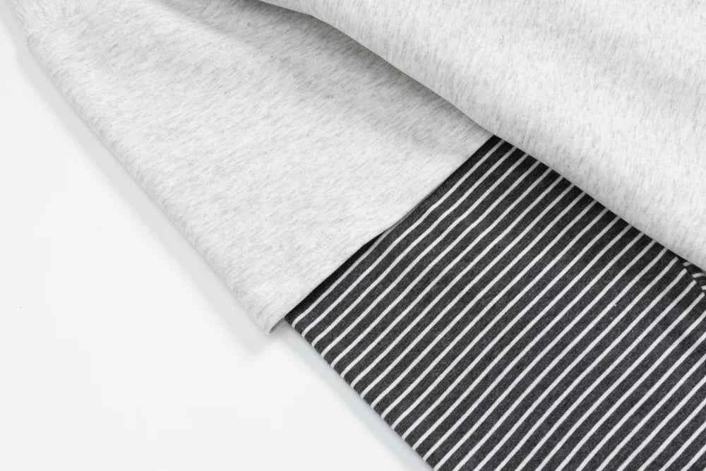 Chic Crew Neck Striped Fake Two Piece Long Sleeve T-Shirt