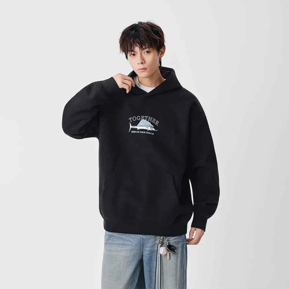 Streetwear Swordfish Print Casual Hoodie