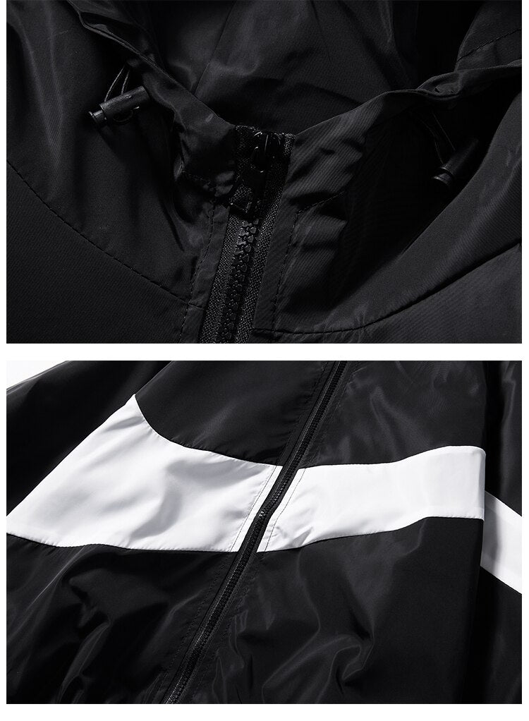 Horizontal Broad Stripe Zipper Hoodie