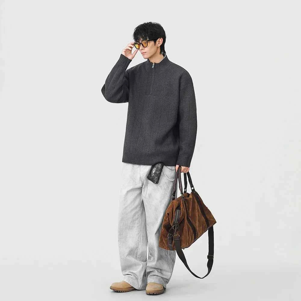Essential Solid Color Mock Neck Jumper Sweater
