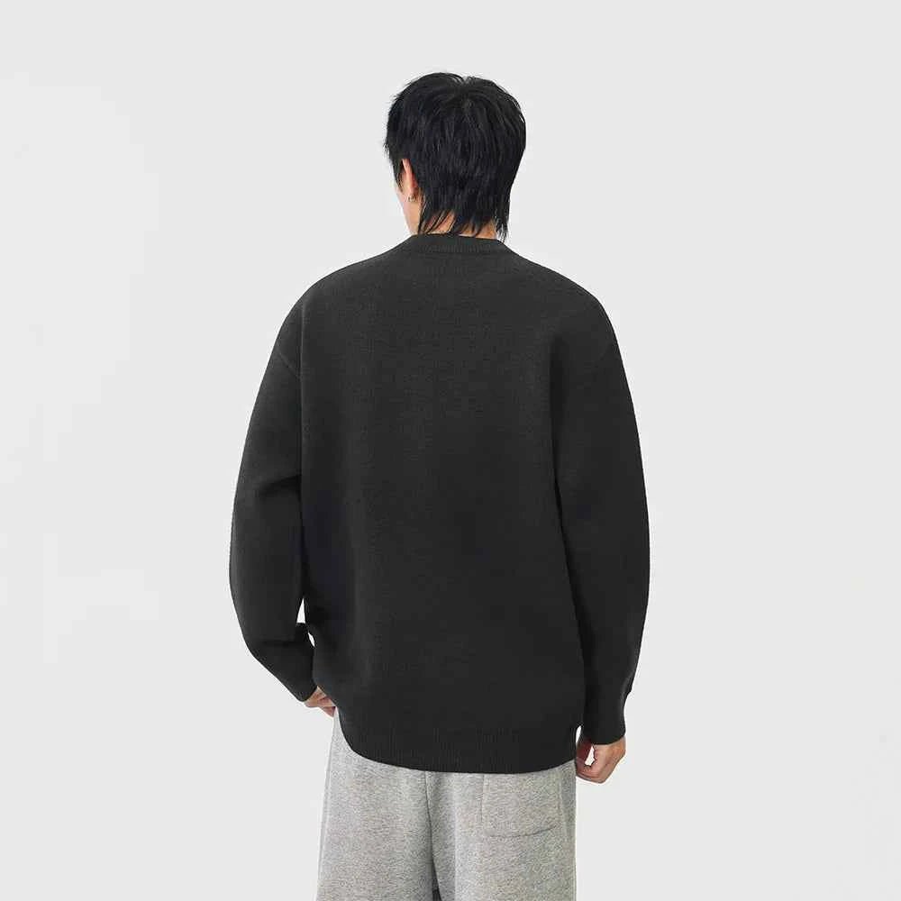 Cozy Winter Letter Print Crew Neck Knitted Sweater