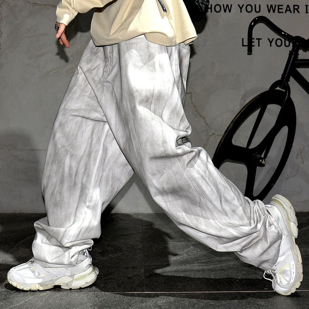 Distressed Dirty White Baggy Pants