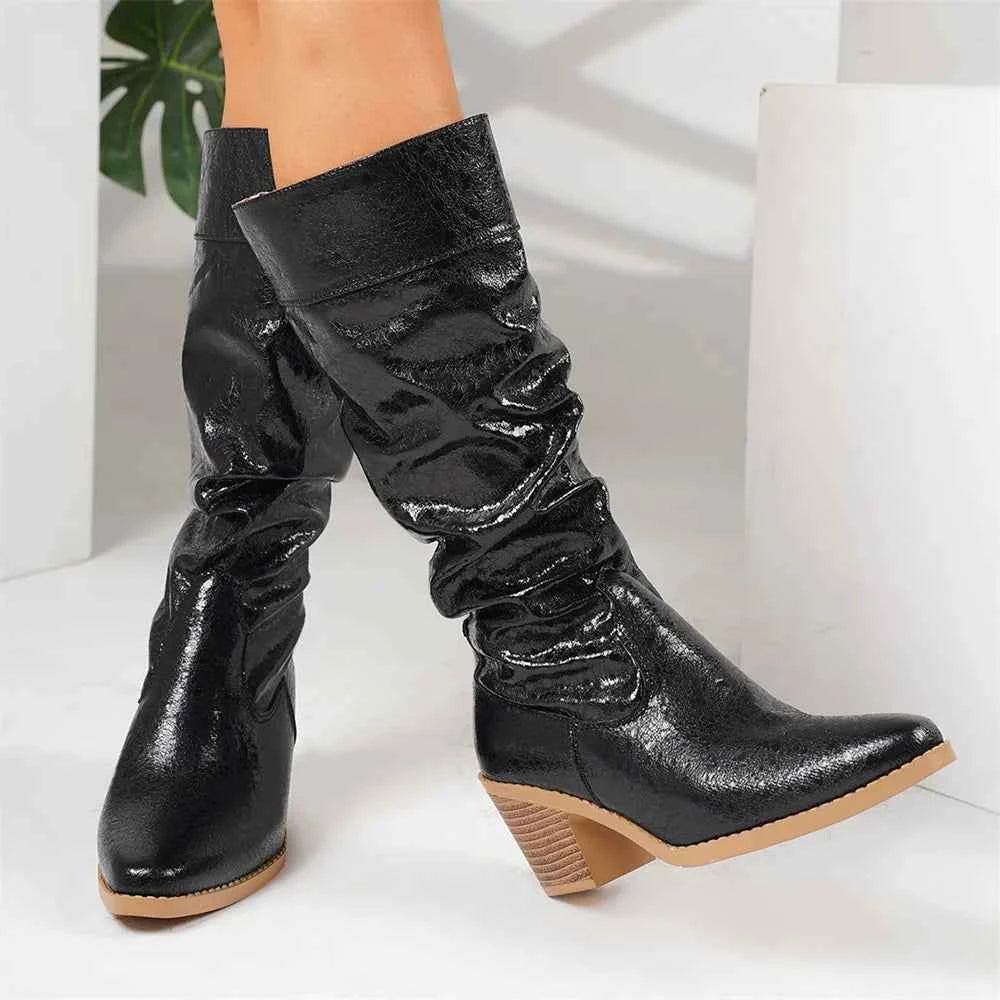 Chic Pointed Toe Heeled Cowboy Boots