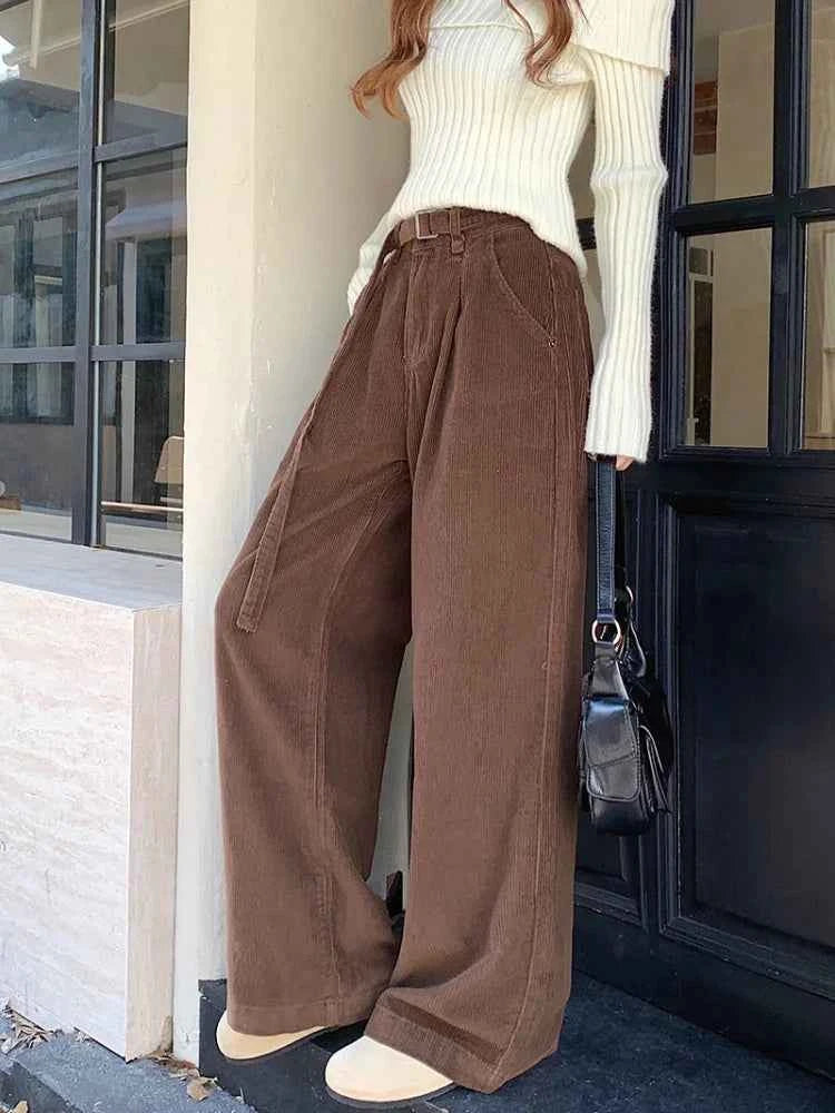 Elegant Cool Corduroy Wide Leg Pants