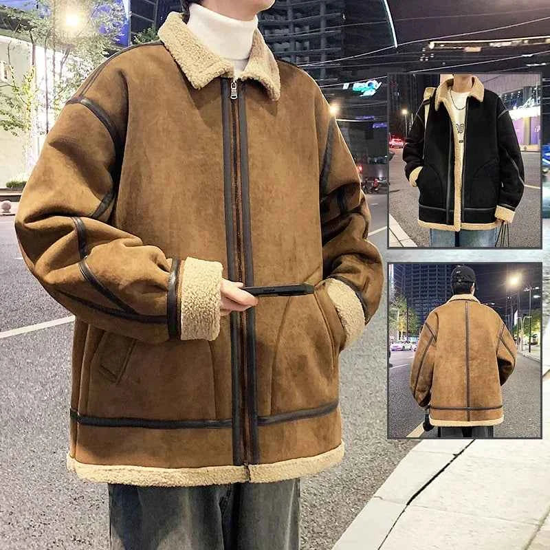 Luxurious Lamb Velvet Suede Winter Faux Furr Jacket
