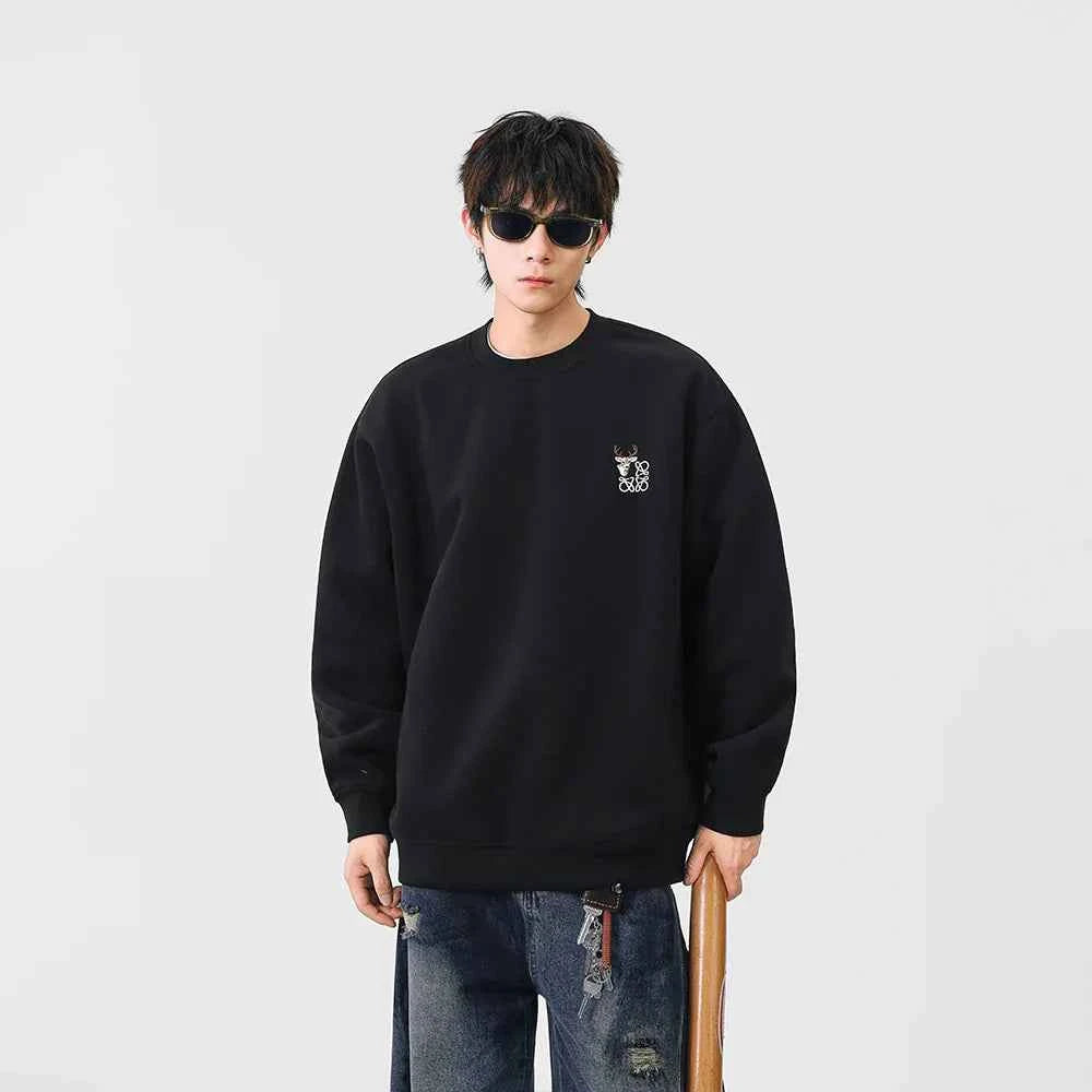 Cozy Embroidered Logo Crew Neck Sweatshirt