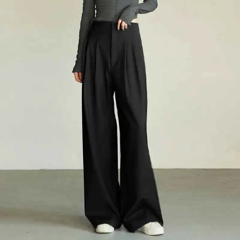 Classic Comfort Draping Effect High Waist Wide Pants