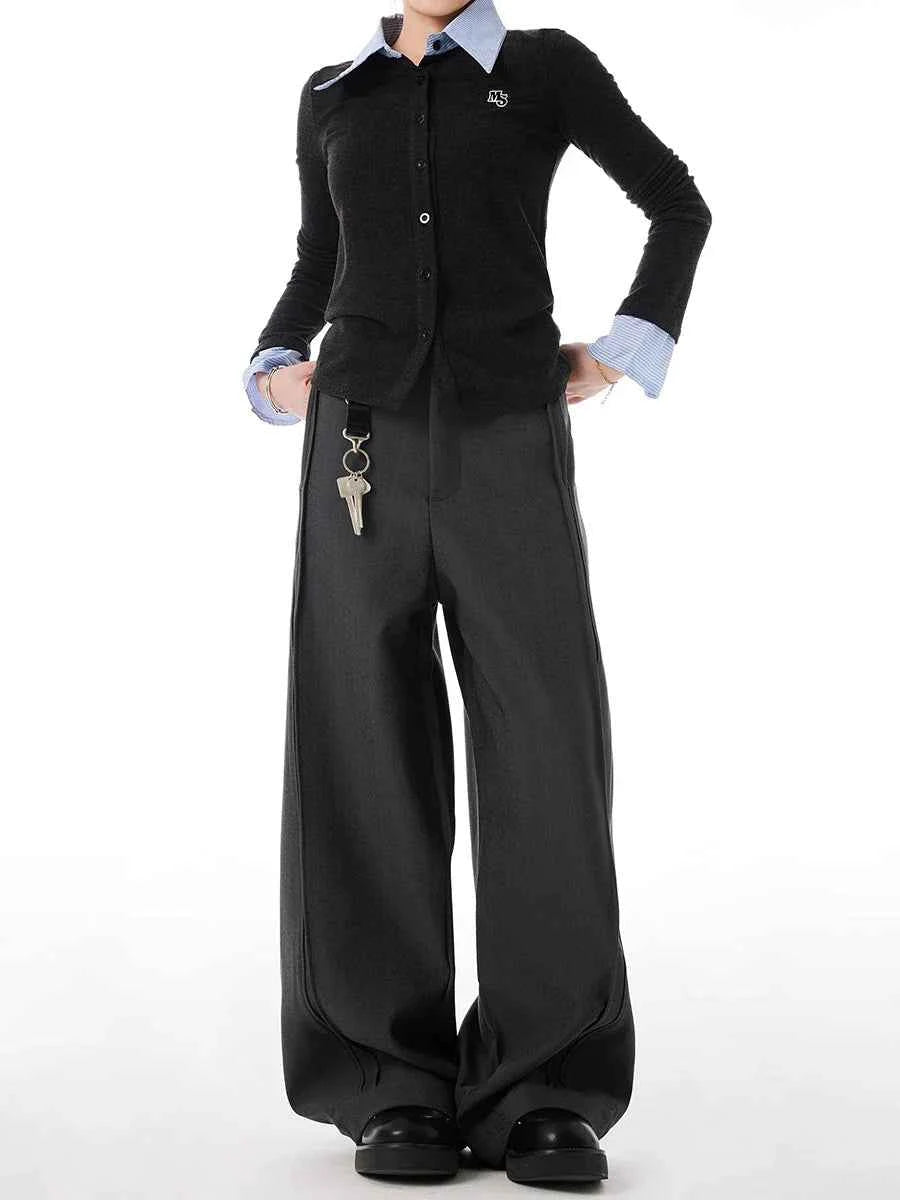 Warm Sleek Black Wide Leg Pleated Pants