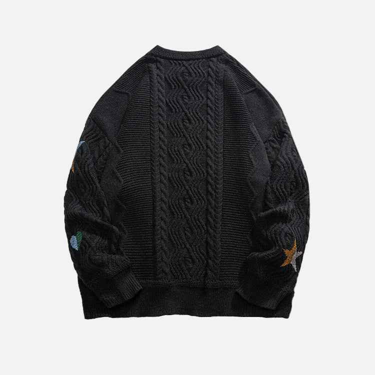 Y2K Cozy Printed Round Neck Knit Sweater