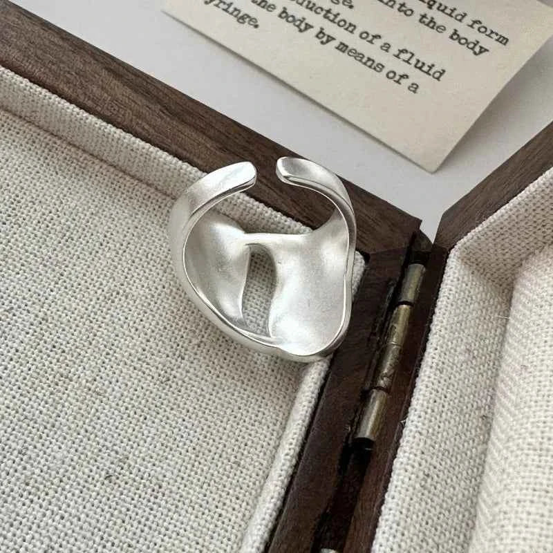 Wave Wide Irregular Matte Punk Ring
