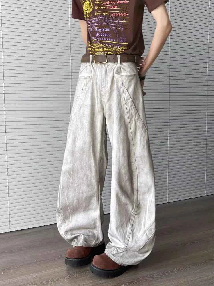 Straight & Sleek Washed White Baggy Jeans