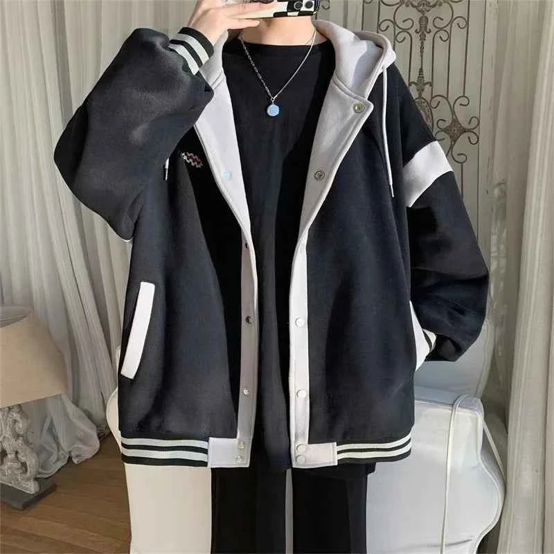 Y2K Stylish Patchwork Hooded Varsity Jacket