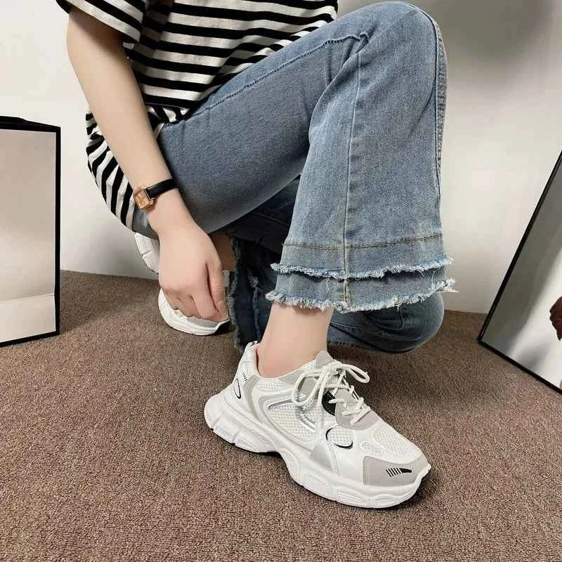 Breathable Chunky White Platform Sneaker
